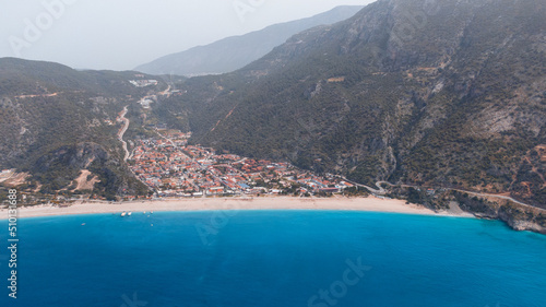 Drone aerial view of Oludeniz - famous resort in turkey photo