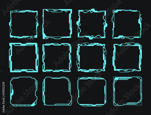 Futuristic frame hud set