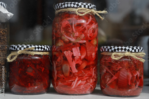 pickled vegetables in jar photo