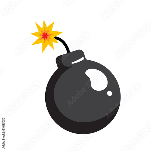 Illustration of a bomb with a burning wick, comic style. Vector illustration.