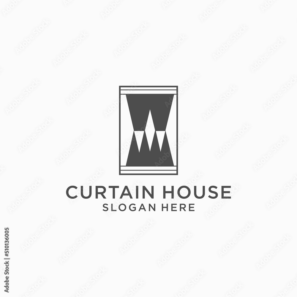 Curtain house logo icon design vector 