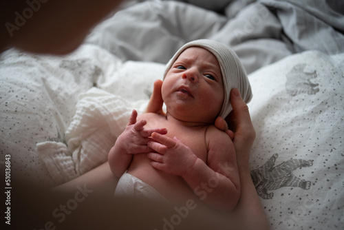 Skeptical Newborn Girl photo