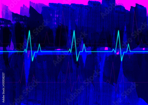 Heartbeat pulse cardiograph with ink textures