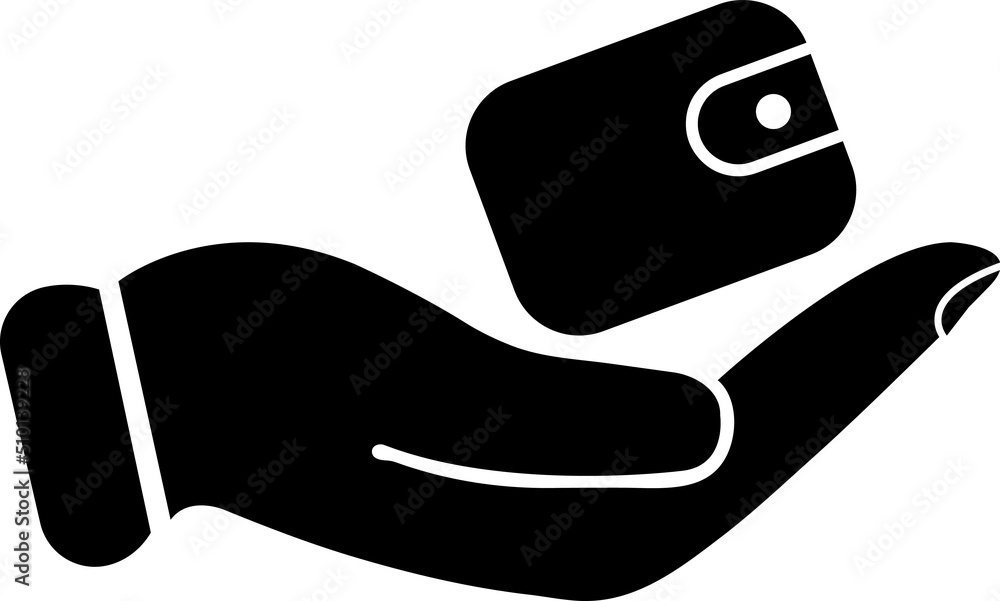 Wallet in hand. icon. Vector on white background..eps Wallet in hand. icon. Vector on white background..eps