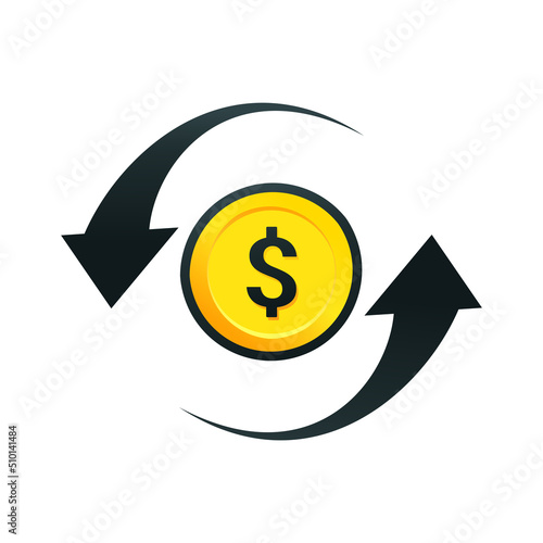 Refund money. Dollar exchange transfer sign. Illustration vector