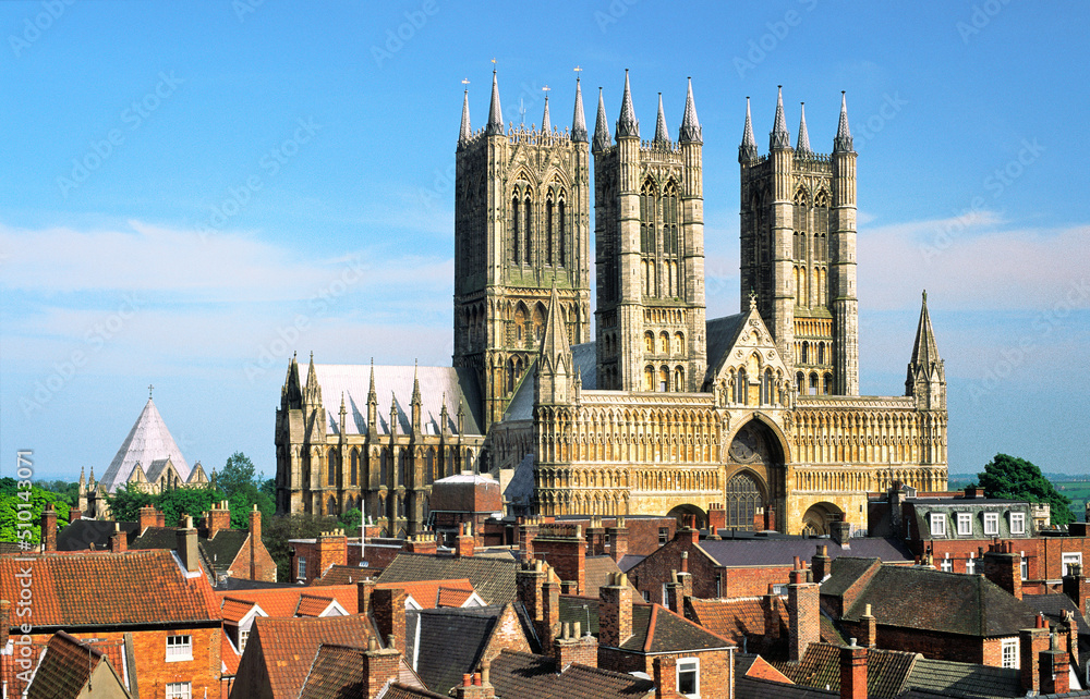 Lincoln Cathedral exterior in the city of Lincoln, Lincolnshire, England