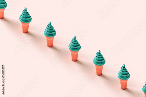 Diagonal line of ice creams photo