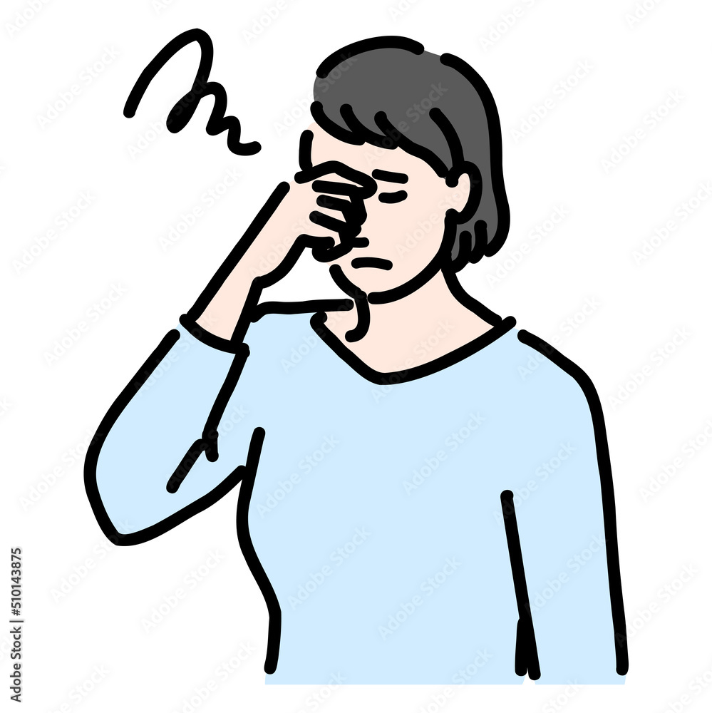 Obraz premium 頭痛に悩んでいる若い女性 