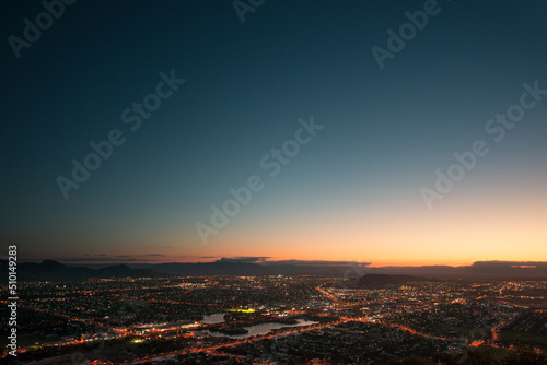 Big town during sunset