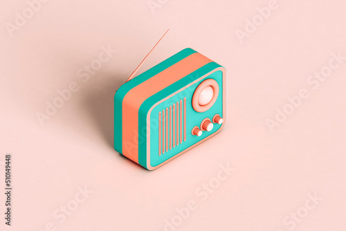 blue and pink vintage cartoonish radio photo