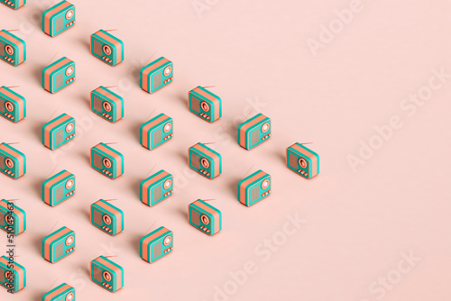 triangle from retro radios. 3d render photo