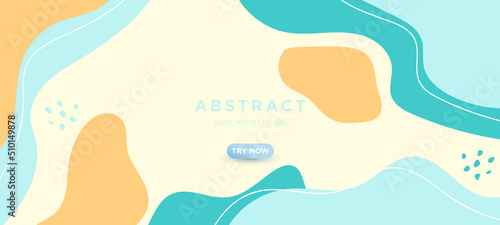 Beautiful pastel social media banner template with minimal abstract organic shapes composition in trendy contemporary collage style 