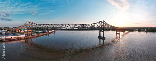 Mississippi River Bridge Baton Rouge Louisiana right after sunrise