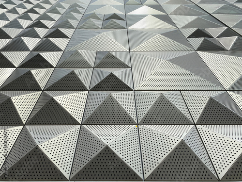 metal wall with geometrical pattern