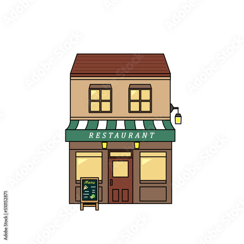 レストラン　飲食店　外観　店舗　お店　正面　イラスト