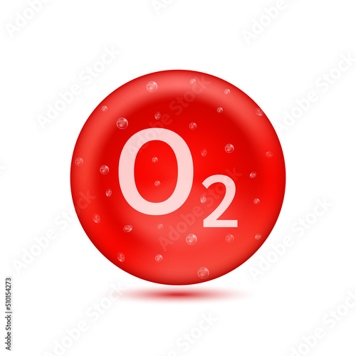 Red blood cells. Blood Oxygen O2 saturation. Medical and scientific concepts. Icon realistic 3d isolated on white background vector illustration.
