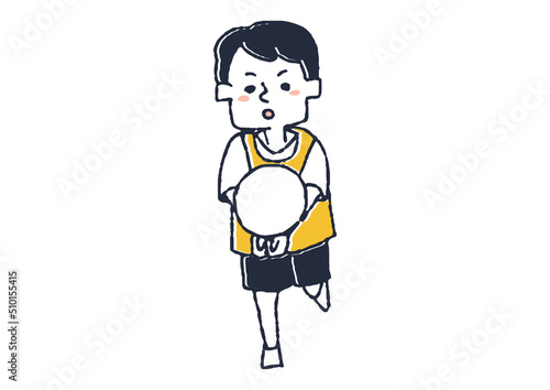 バレーボールをしている男の子　体を動かし元気よく遊ぶ子供たち