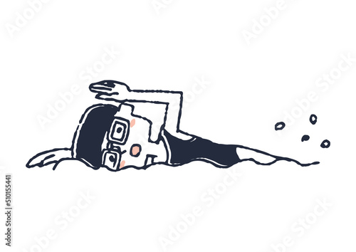 水泳をしている女の子　体を動かし元気よく遊ぶ子供たち