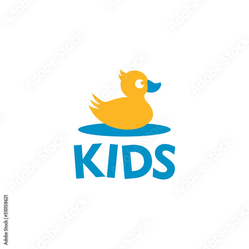 Kids game center logo design with duck icon