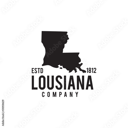 Lousiana map outline map logo design photo