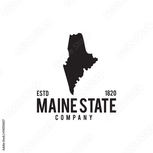 Maine state outline map logo design