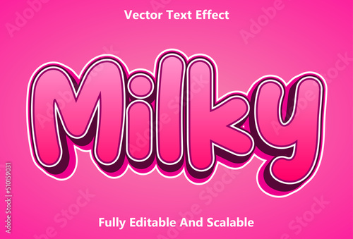 milky text effect with pink color editable.