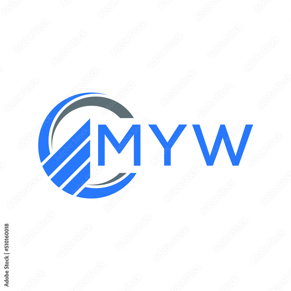 MYW Flat accounting logo design on white  background. MYW creative initials Growth graph letter logo concept. MYW business finance logo design.