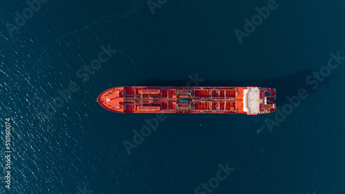 drone view of an oil tanker ship 