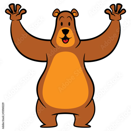 Cartoon illustration of Grizzly Bear smiles and greet, best for sticker,  mascot, logo, and decoration with wildlife themes Stock Vector | Adobe Stock