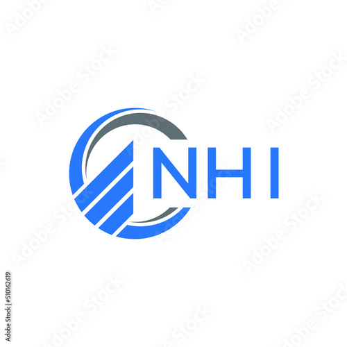 NHI Flat accounting logo design on white  background. NHI creative initials Growth graph letter logo concept. NHI business finance logo design. photo