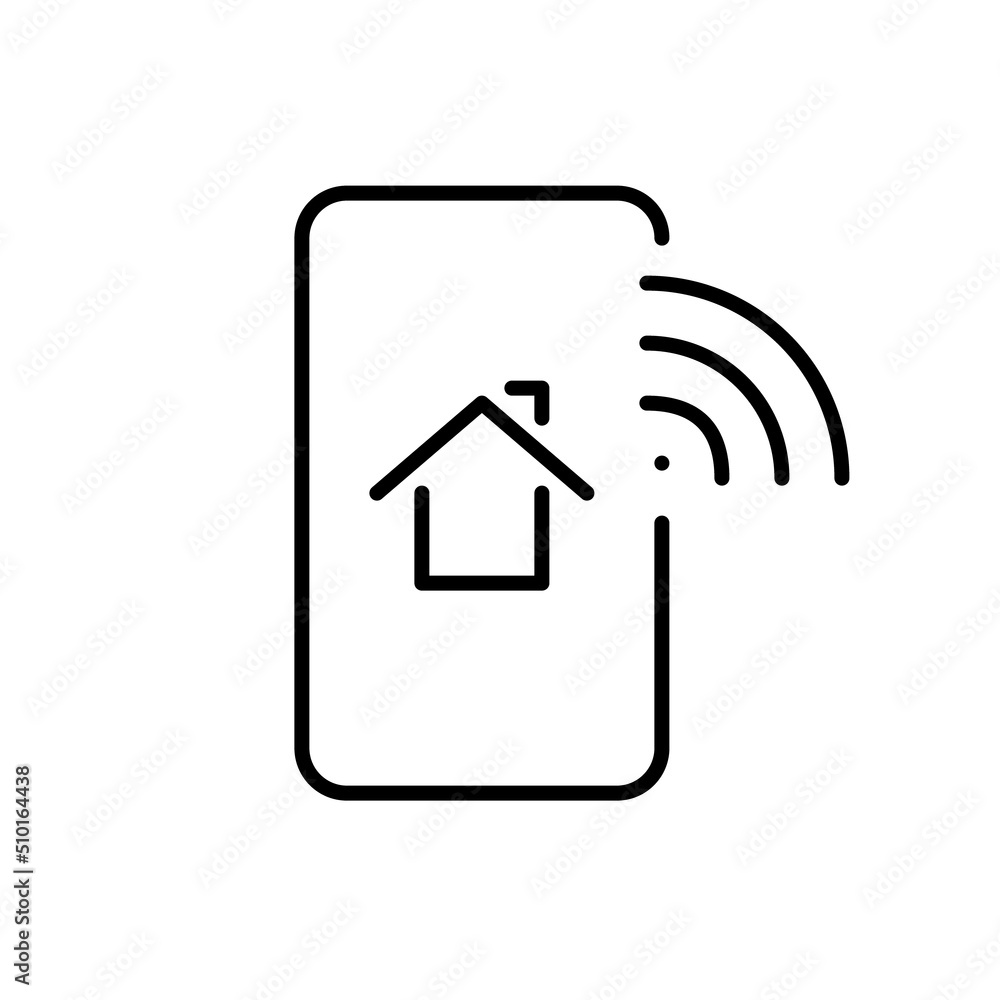 Smart home control app. Pixel perfect, editable stroke line icon Smart home control app. Pixel perfect, editable stroke line icon