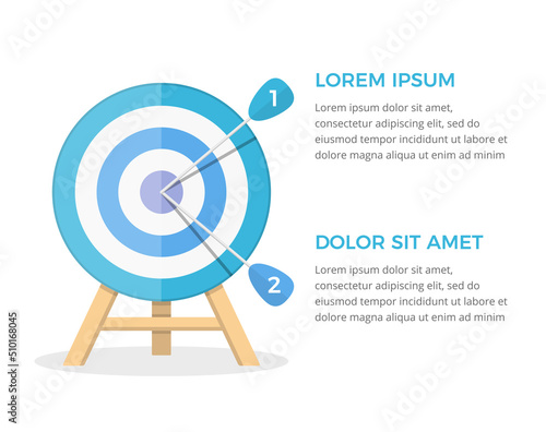 Target with two arrows, two steps or options infographics