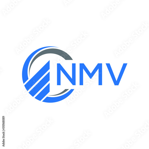 NMV Flat accounting logo design on white background. NMV creative initials Growth graph letter logo concept. NMV business finance logo design.