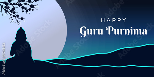 happy guru purnima silhouette background illustration
