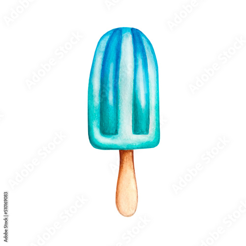 Watercolor fruity blue ice cream © SvetaArt