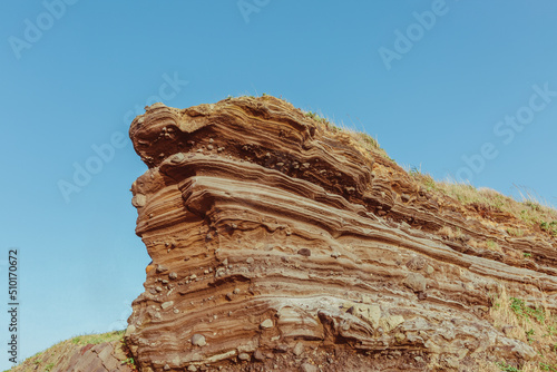 A stratified cliff close-up photo