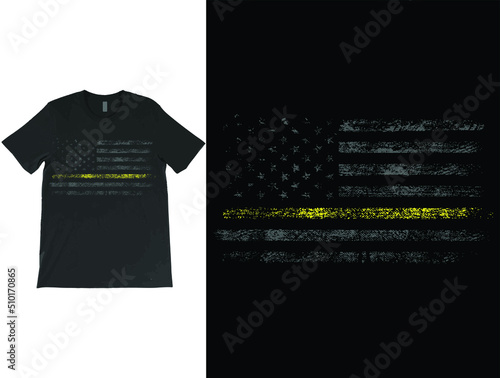 Thin Yellow Line Flag Emergency Dispatchers Flag T-Shirt Vector, Dispatcher Shirt, 911 dispatcher Tee dispatch SVG, distressed flag SVG, dispatcher shirt,