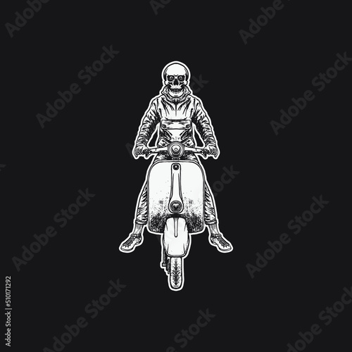 Skull scooter rider. Creative design.