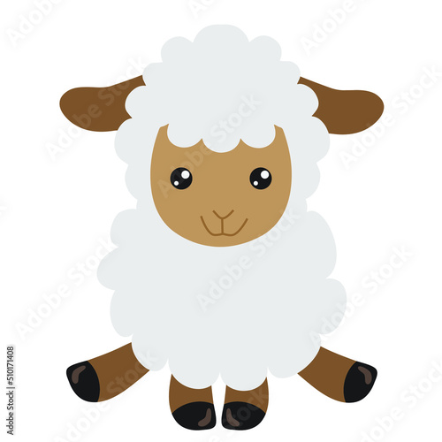 Cute little sheep vector cartoon illustration