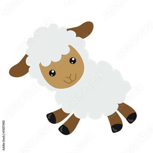 Cute little sheep vector cartoon illustration
