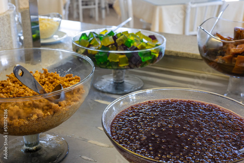 Tapioca balls in grape juice and other homemade Brazilian desserts