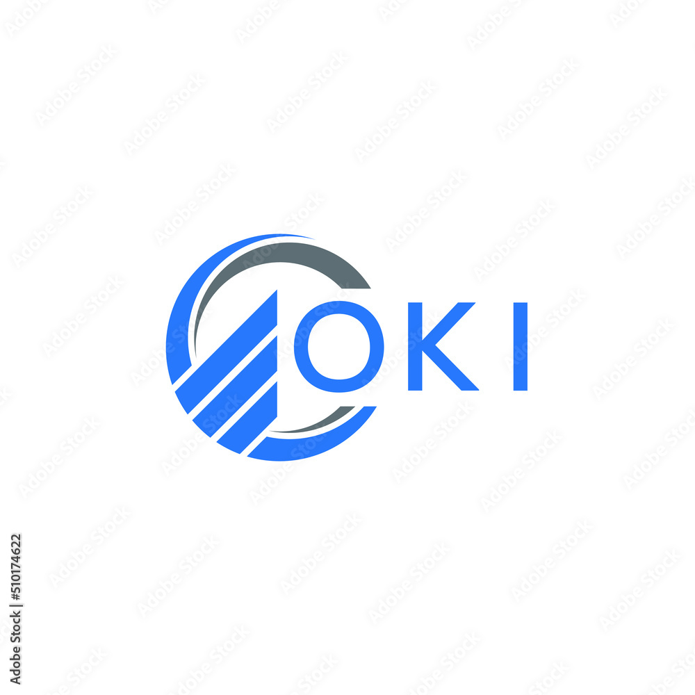 OKI Flat accounting logo design on white  background. OKI creative initials Growth graph letter logo concept. OKI business finance logo design.