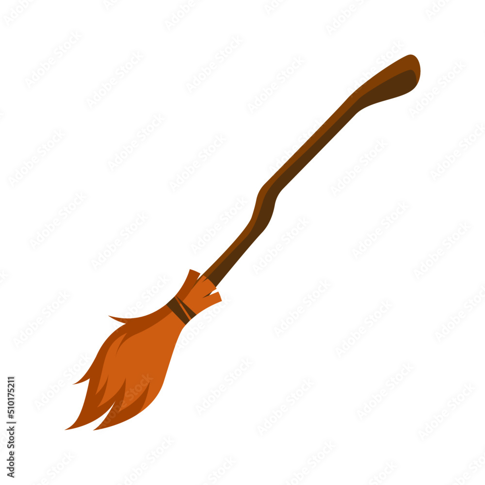 Naklejka premium witch broom stick vector illustration 