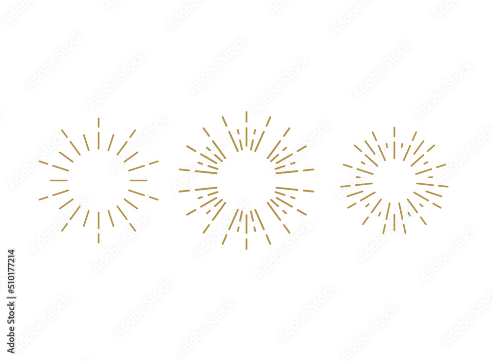 Obraz premium Golden light rays frames set. Shine burst background. radiant spark. Vector illustration.