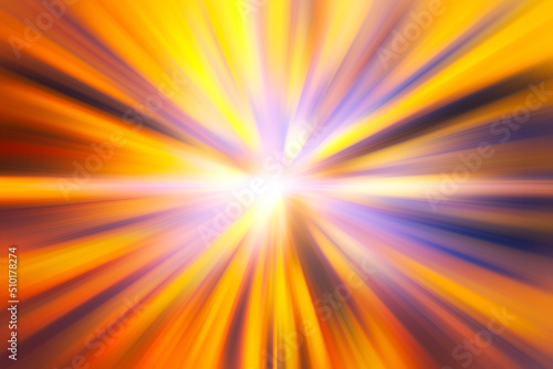 Fast zoom blur explosion glowing particles and lines. Beautiful abstract hot fire rays illustration effect background.