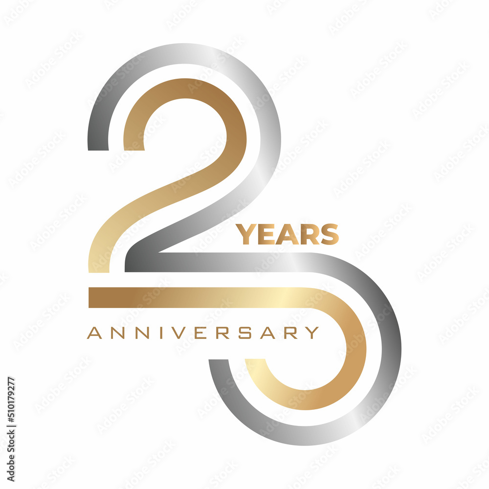 20 Years anniversary modern gold and silver logo template