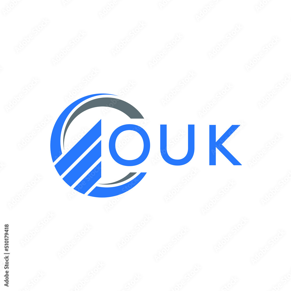 OUK Flat accounting logo design on white  background. OUK creative initials Growth graph letter logo concept. OUK business finance logo design.