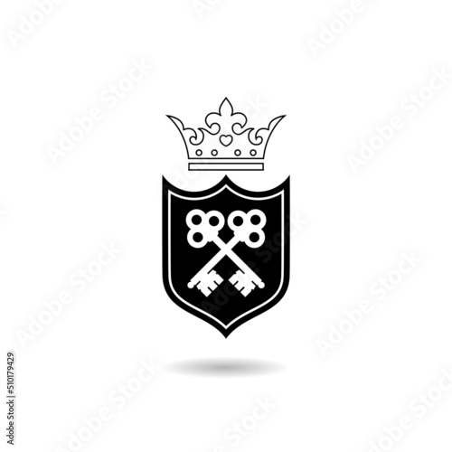 Shield crown key logo with shadow