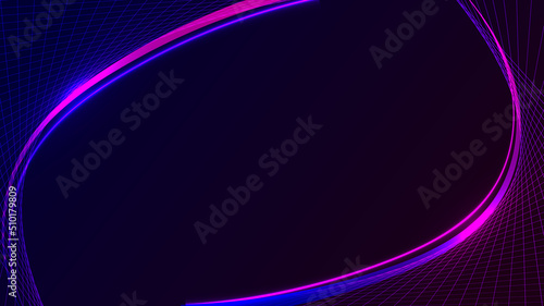 Abstract technology template blue and pink grid lines with neon lighting effect on black background