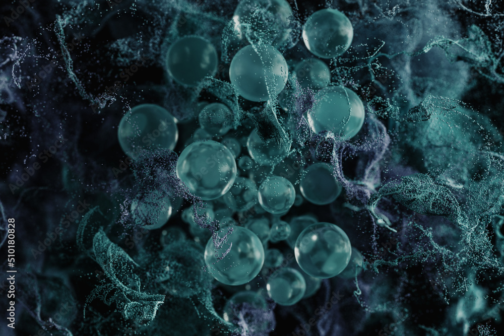 Abstract 3D Rendering of Flying Spheres Abstract 3D Rendering of Flying Spheres